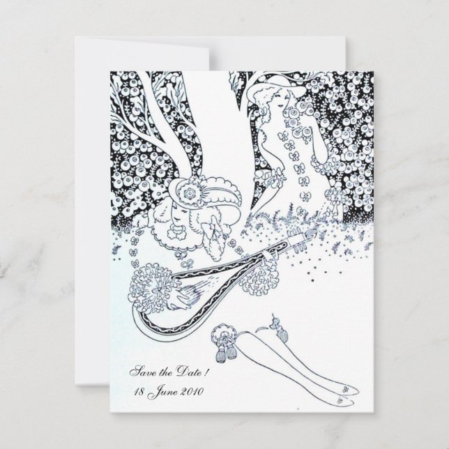 ROMANCE, SAVE THE DATE, black and white Invitation (Front)