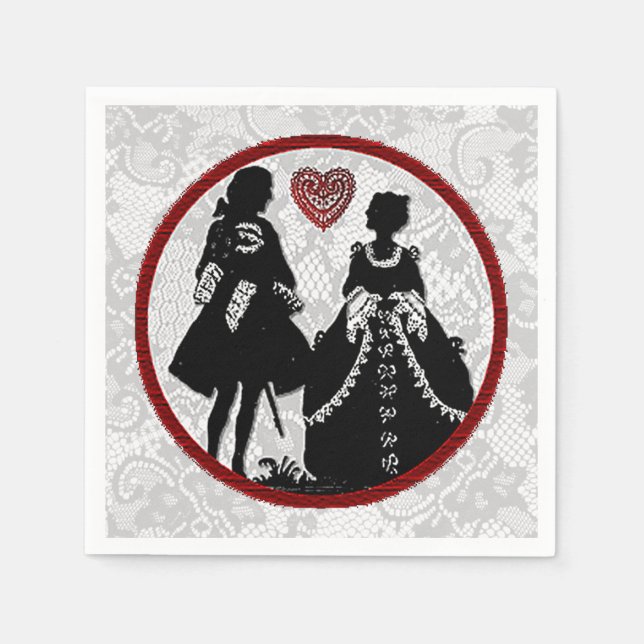 Romance Silhouette Lace Background Napkins (Front)
