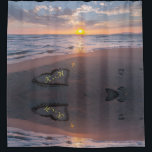 Romance Sunset Beach Heart Monogram Shower Curtain<br><div class="desc">Bring your beach honeymoon home with you. Your couple initials are inside two hearts drawn in the wet sand of an evening sunset stroll on your tropical honeymoon or romantic getaway. A glorious sunset fills the sky with pinks and blues with white wispy clouds. You instert your own initials in...</div>