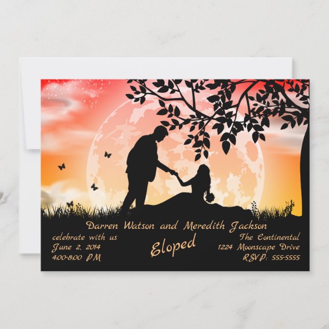 Romance under Orange Moon Elopement Invitation (Front)