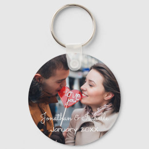 Romance upload your photo add names and date keychain