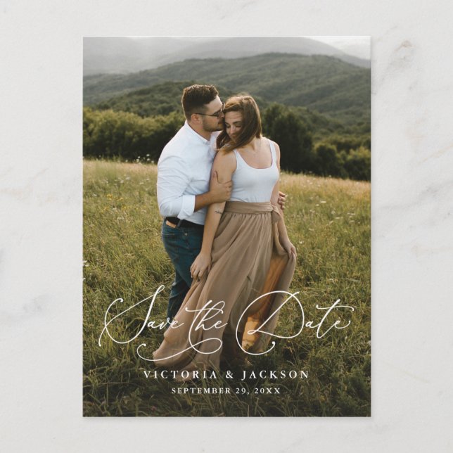 Romance Vertical Save the Date Postcard (Front)