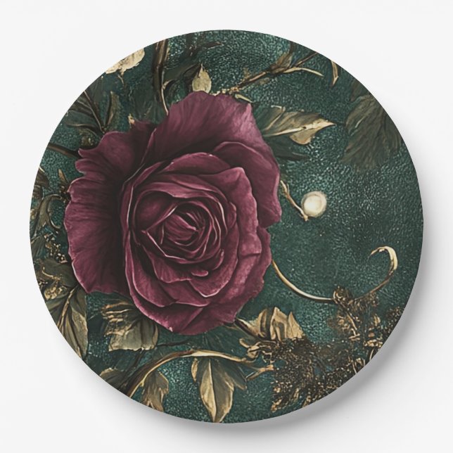 Romance & Vintage Rose.  Paper Plate (Front)