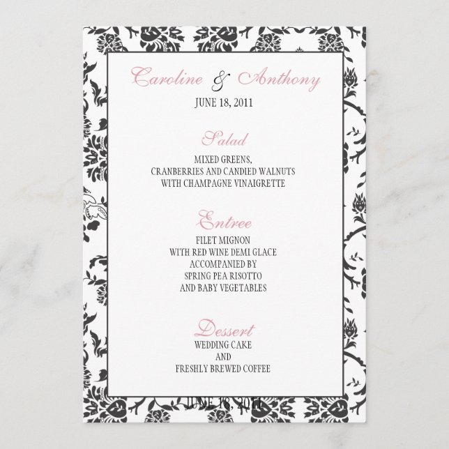 Romance Wedding Menu (Front)