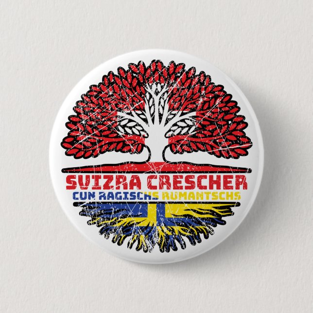 Romanen Rätoromanisch Graubündisch Graubünden Baum 2 Inch Round Button (Front)