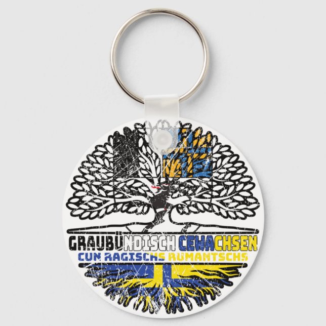 Romanen Rätoromanisch Schweizer Schweiz Baum Keychain (Front)