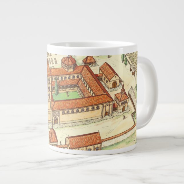 Romanesque Abbey. Model Large Coffee Mug (Front Right)