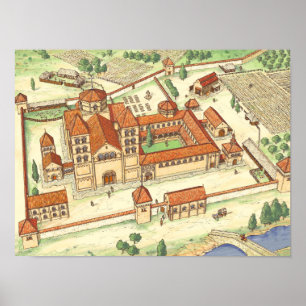 Romanesque Abbey. Model Poster