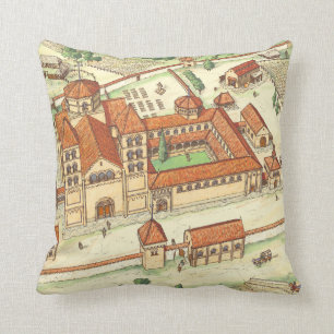 Romanesque Abbey. Model Throw Pillow