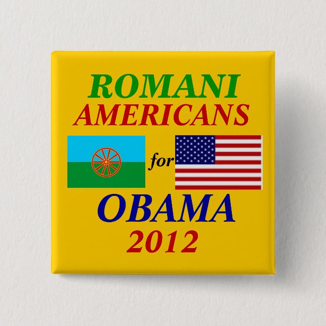 Romani americans for Obama 2 Inch Square Button (Front)