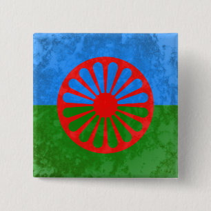 Romani flag 2 inch square button