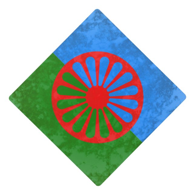 Romani flag graduation cap topper (Front)