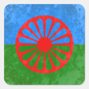 Romani flag square sticker