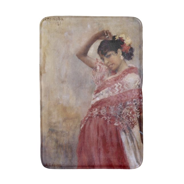 Romani Gypsy Woman Dancing (by Albert Edelfelt) Bath Mat (Front Vertical)
