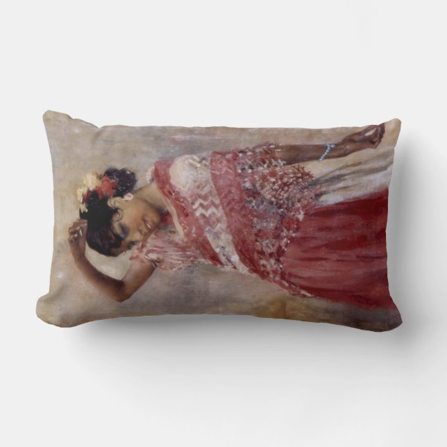 Romani Gypsy Woman Dancing (by Albert Edelfelt) Lumbar Pillow (Front)