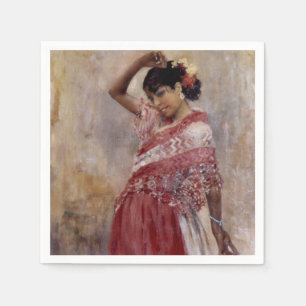 Romani Gypsy Woman Dancing (by Albert Edelfelt) Napkin