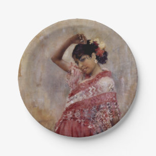 Romani Gypsy Woman Dancing (by Albert Edelfelt) Paper Plate