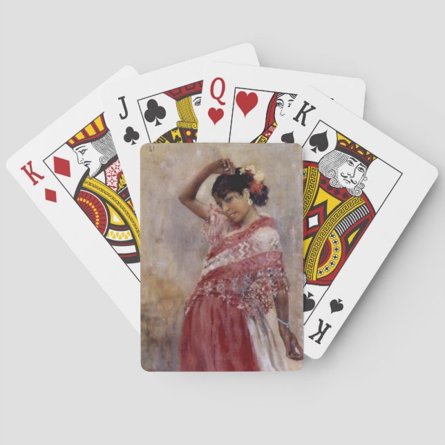 Romani Gypsy Woman Dancing (by Albert Edelfelt) Playing Cards (Back)