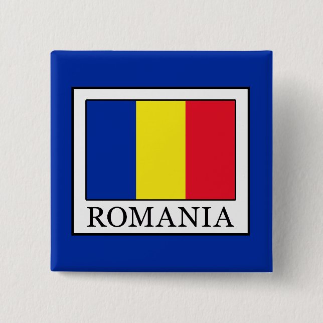 Romania 2 Inch Square Button (Front)