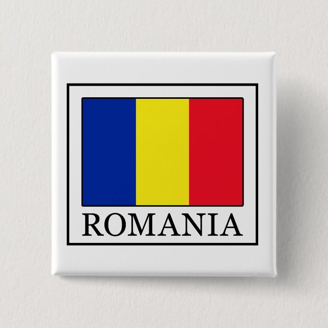 Romania 2 Inch Square Button (Front)
