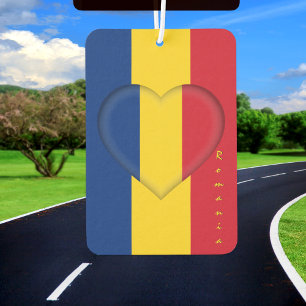 Romania air freshener, heart, Romanian Flag Freshener