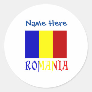Romania and Romanian Flag Blue Personalization  Classic Round Sticker