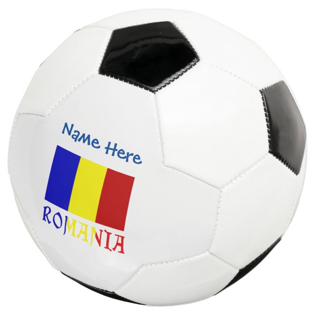 Romania and Romanian Flag Blue Personalization  Soccer Ball (Three Quarter)