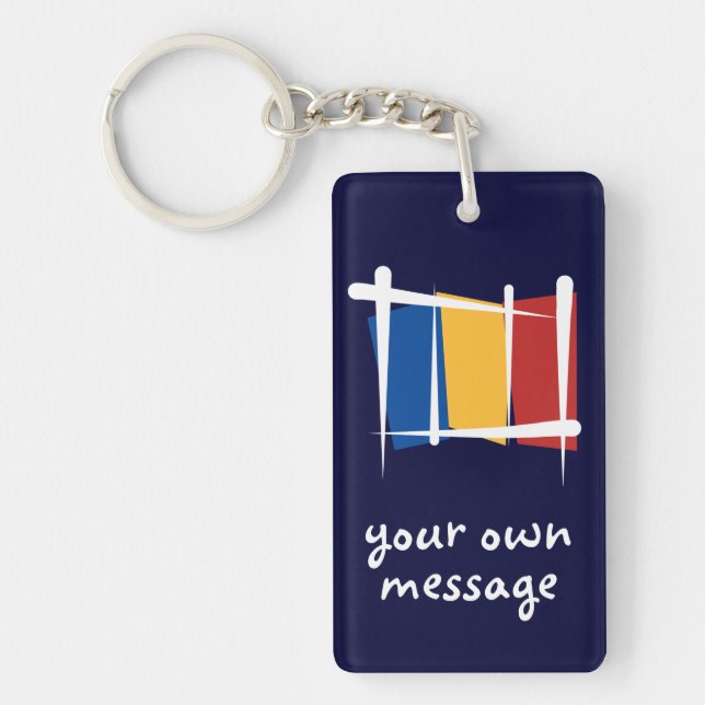 Romania Brush Flag Keychain (Front)