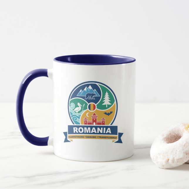 Romania Carpathians Danube Transylvania Mug (With Donut)