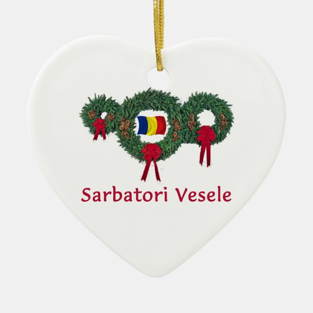 Romania Christmas 2 Ceramic Ornament (Front)