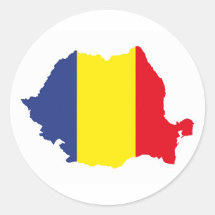 romania country flag map shape silhouette classic round sticker