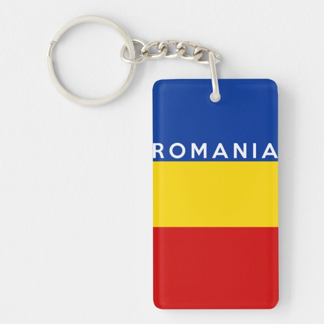 romania country flag symbol name text keychain (Front)