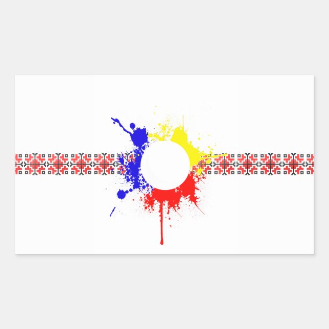 romania country traditional flag motif splatter sy sticker (Front)