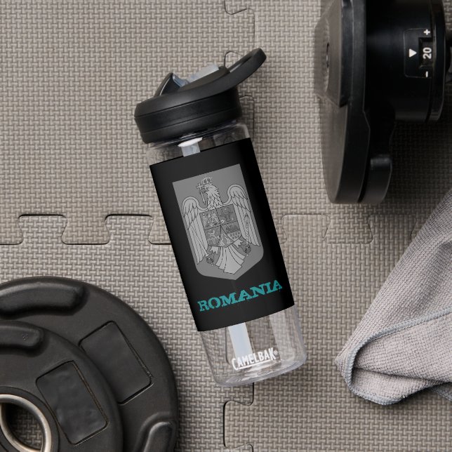 Romania Fitness & Romanian coat of arms / flag Water Bottle (Gym)