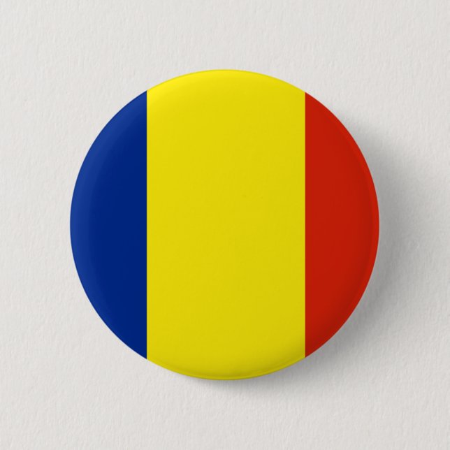 Romania flag 2 inch round button (Front)