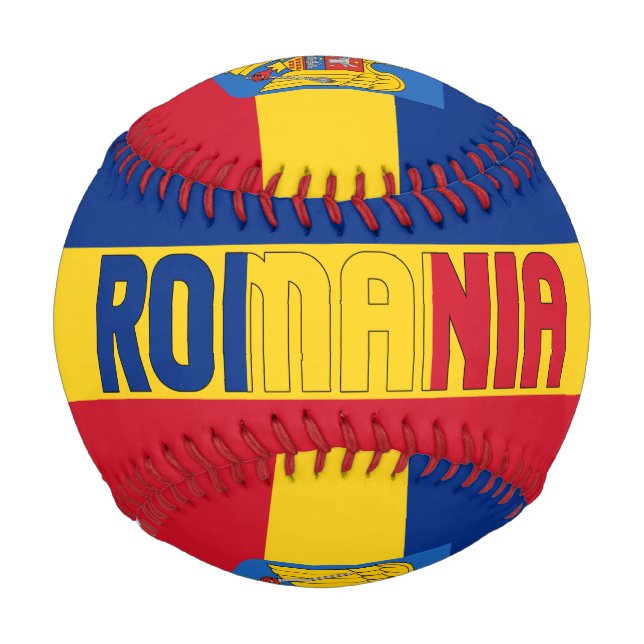 Romania Flag and Coat of Arms Patriotic Baseball (Front)