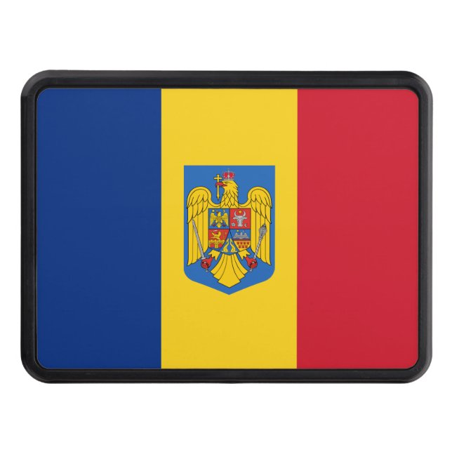 Romania flag-coat of arms   trailer hitch cover (Front)