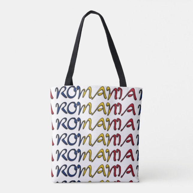 Romania Flag Colours Typography European Country Tote Bag (Back)