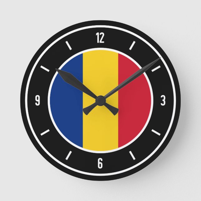 Romania Flag Elegant Round Clock (Front)