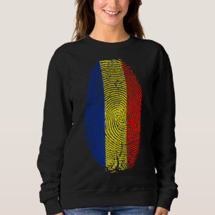Romania Flag Fingerprint It Is In My Dna For Roma Sweatshirt