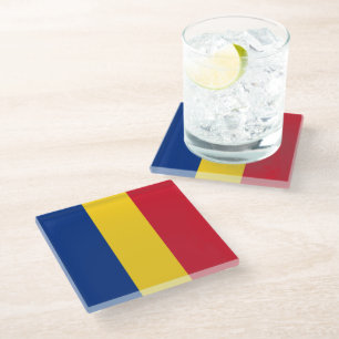 Romania flag glass coaster