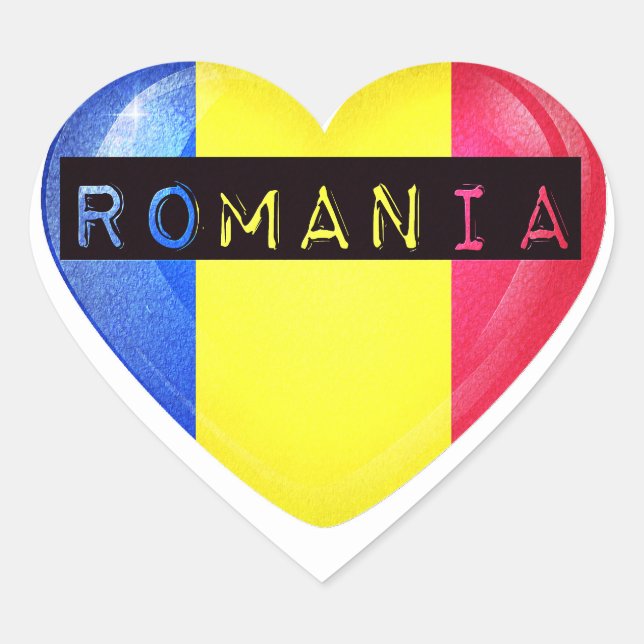 Romania Flag Heart Heart Sticker (Front)