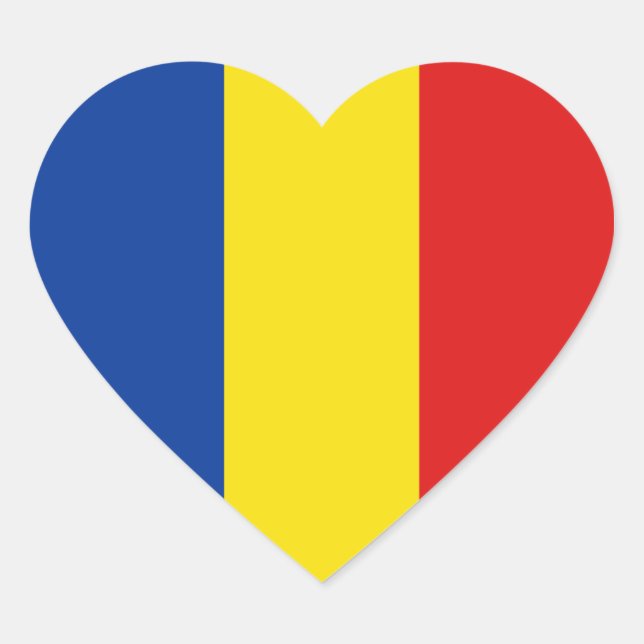 Romania Flag Heart Sticker (Front)