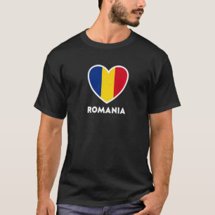 Romania Flag Heart T-Shirt