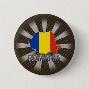 Romania Flag Map 2.0 2 Inch Round Button