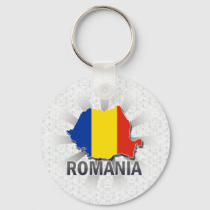 Romania Flag Map 2.0 Keychain