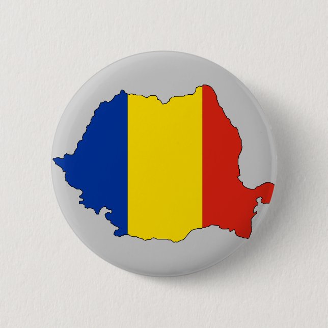 Romania flag map 2 inch round button (Front)