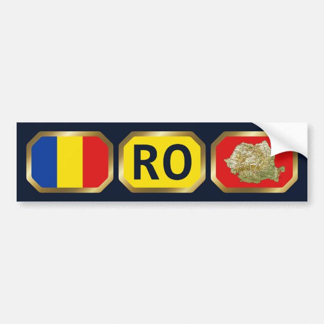 Romania Flag Map Code Bumper Sticker (Front)