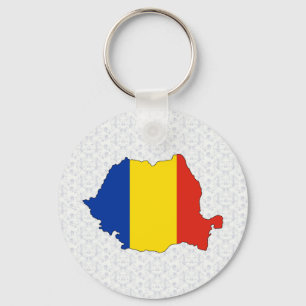 Romania Flag Map full size Keychain