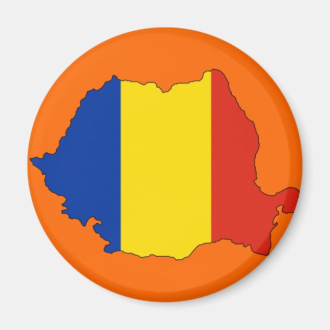 Romania flag map magnet (Front)
